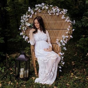 White Lace Maternity Photoshoot Dress